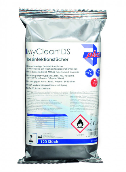 MyClean® DS Disinfecting Tissues (neutral) 120 tissues in dispenser box