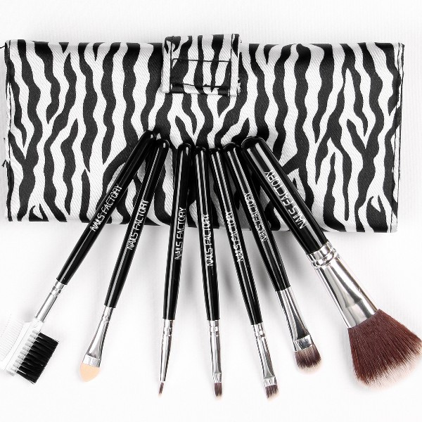 Make-Up Pinsel Set 7teilig Echthaar Griff Schwarz